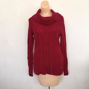 Jeanne Pierre Womens Cable Knit Sweater Small Red